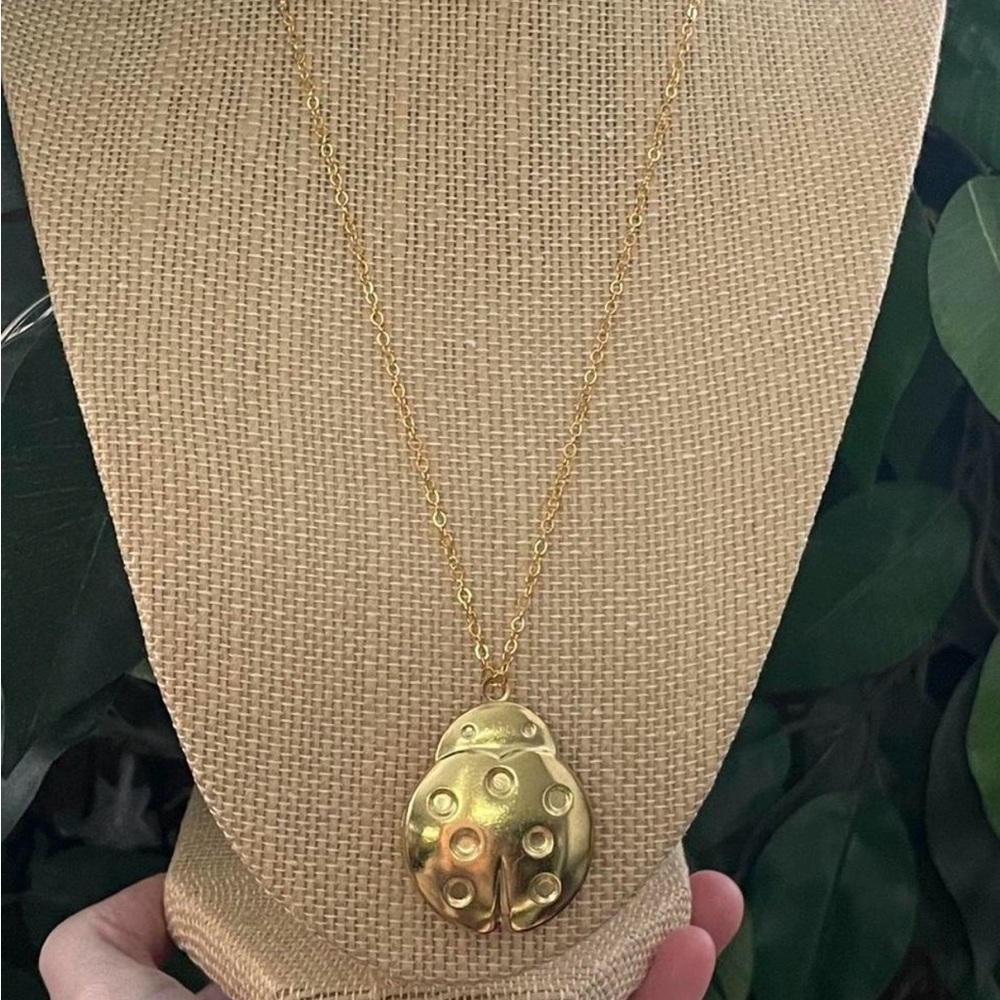 Gold Ladybug Pendant Necklace
